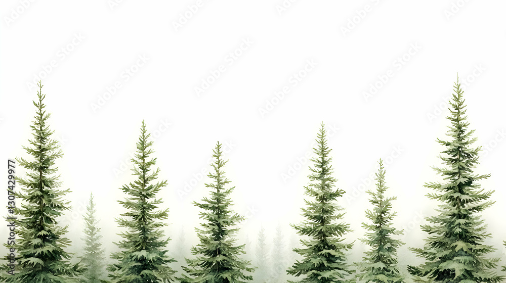 Obraz premium Misty forest trees, nature scene, background