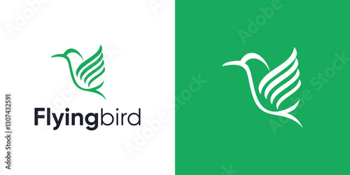 Bird logo icon design, Simple modern monoline flying bird, Hummingbird with flying style, Bird logo with line art outline style, Minimalist concept icon symbol bird vector design template inspiration.