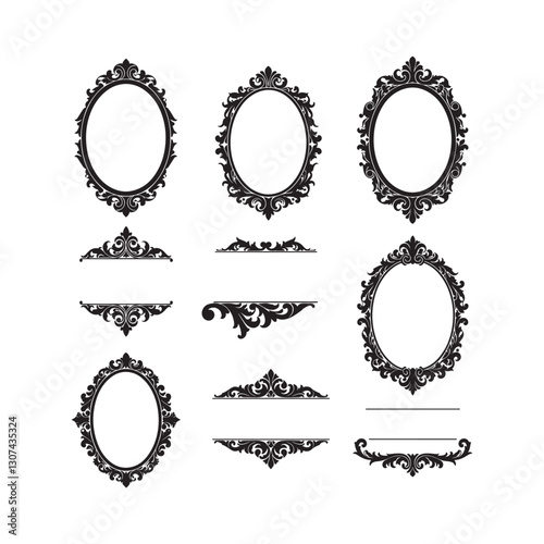 vintage ornamental frame vector set of baroque victorian and decorative border design elements illustrations