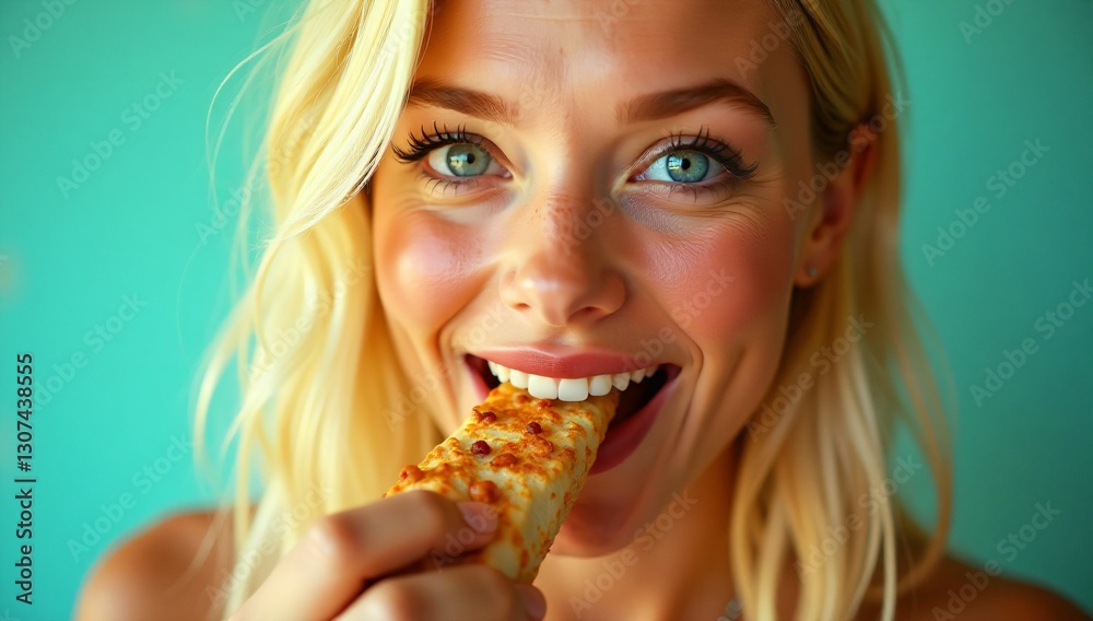 Closeup of a hottie eating a cheese stick Closeup of a hottie eating a cheese stick