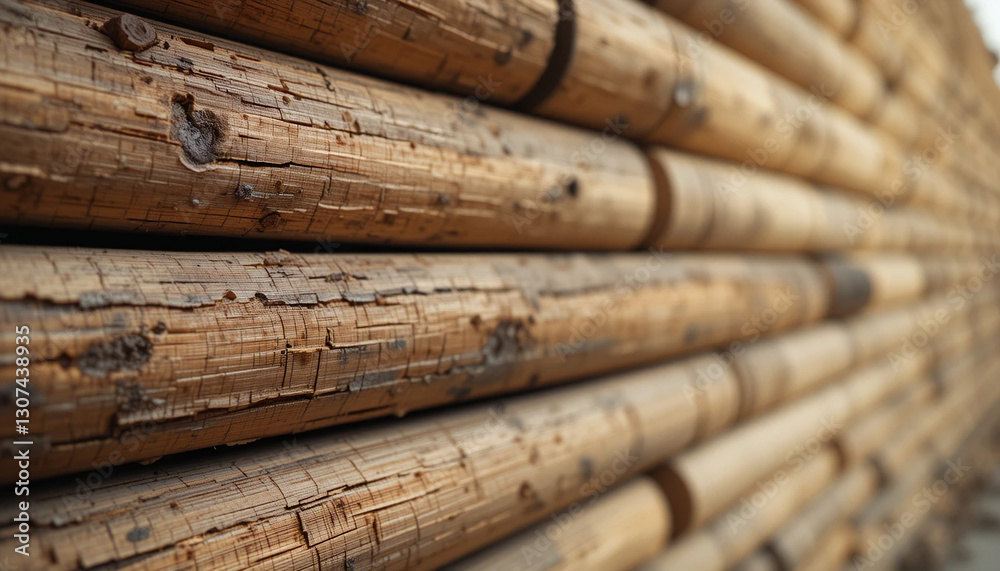 Refined Timber: Macro View of a Smooth Log Wall with Rich Wooden Textures. Generative Ai Refined Timber: Macro View of a Smooth Log Wall with Rich Wooden Textures. Generative Ai