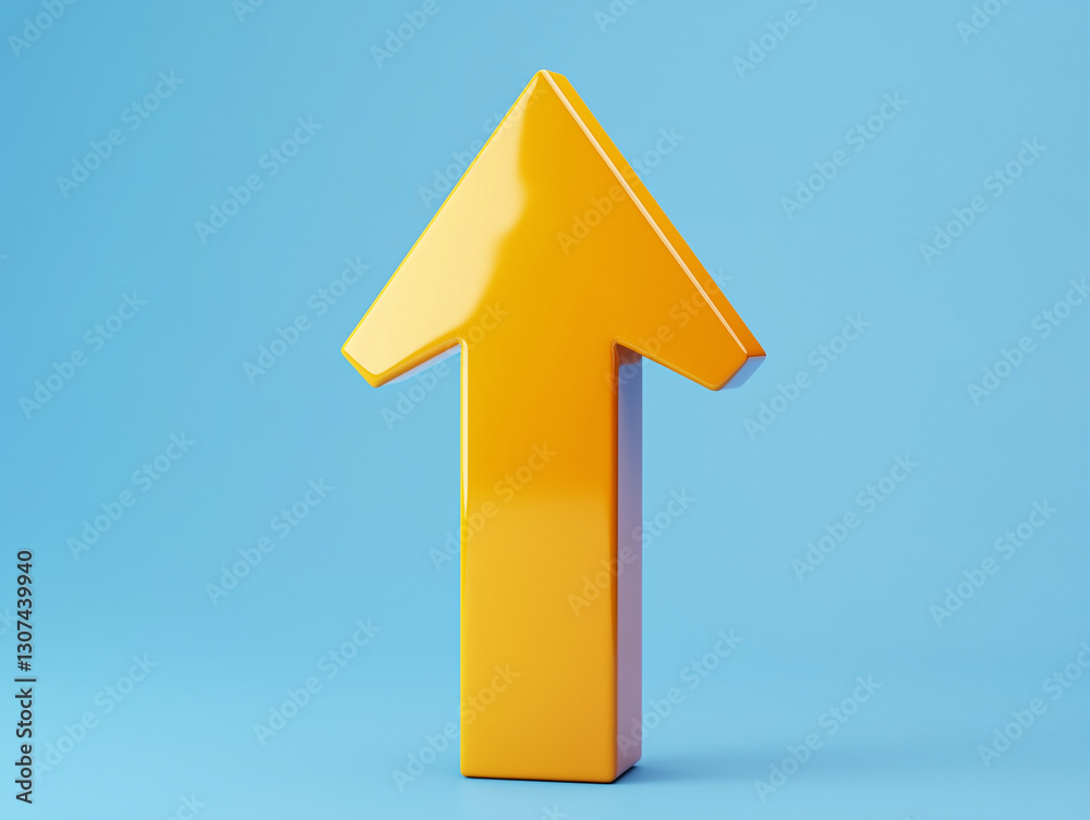 Fototapeta premium 3D Upward Arrow, Isolated on a Solid Background