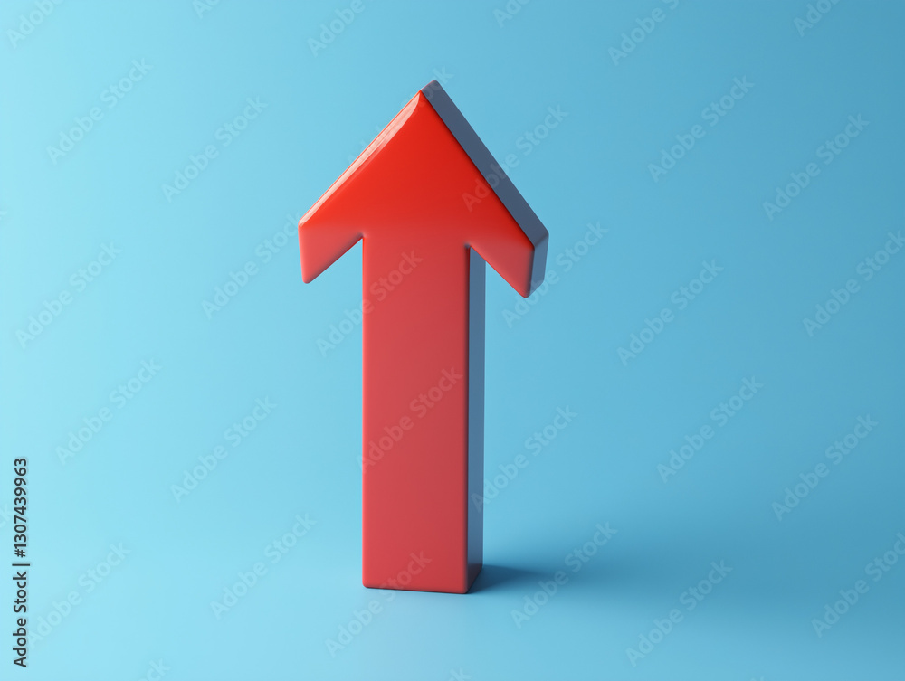 3D Upward Arrow, Isolated on a Solid Background 3D Upward Arrow, Isolated on a Solid Background
