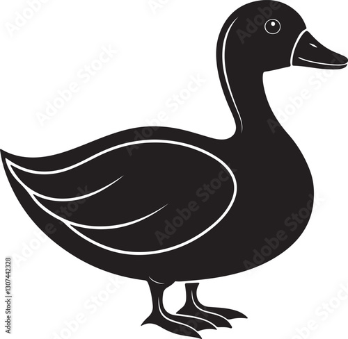 Simple Duck  Art Silhouette Vector Vol - 2 , feather, wildlife, art, poultry, cute, icon, water, waterfowl