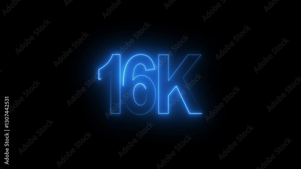 16 K Electric lighting text with animation on black background, 16K subscribers thank you text font with light. Luminous and shimmering haze inside the letters of the text 16K 4k video 16 K Electric lighting text with animation on black background, 16K subscribers thank you text font with light. Luminous and shimmering haze inside the letters of the text 16K 4k video
