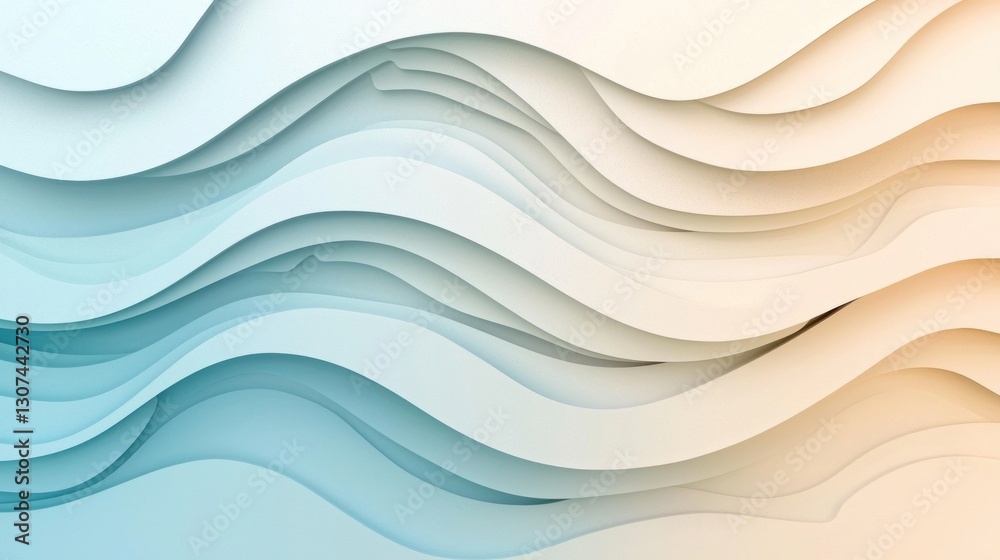 Obraz premium Abstract layered waves of blue white and orange colors