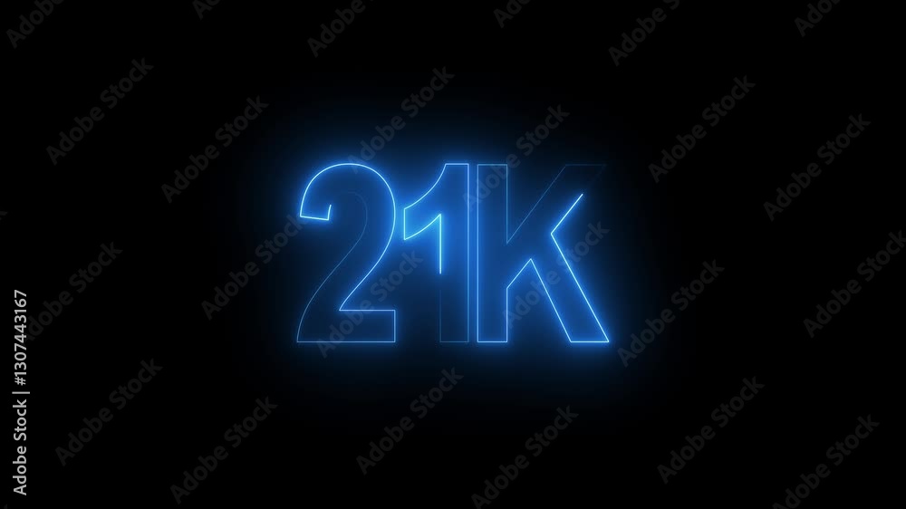 21 K Electric lighting text with animation on black background, 21K subscribers thank you text font with light. Luminous and shimmering haze inside the letters of the text 21K 4k video 21 K Electric lighting text with animation on black background, 21K subscribers thank you text font with light. Luminous and shimmering haze inside the letters of the text 21K 4k video