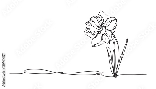 Continuous one single minimal line drawing Orchid