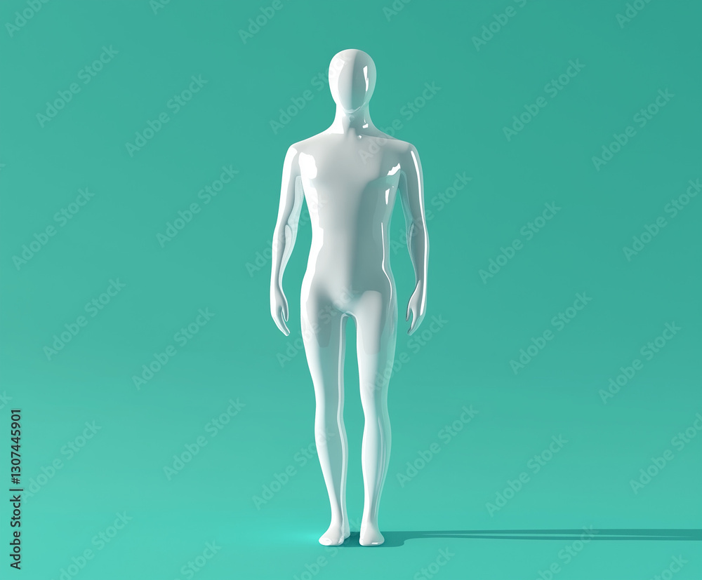 Stylized 3D Human Figure with a Glossy Reflective Surface, Isolated Stylized 3D Human Figure with a Glossy Reflective Surface, Isolated
