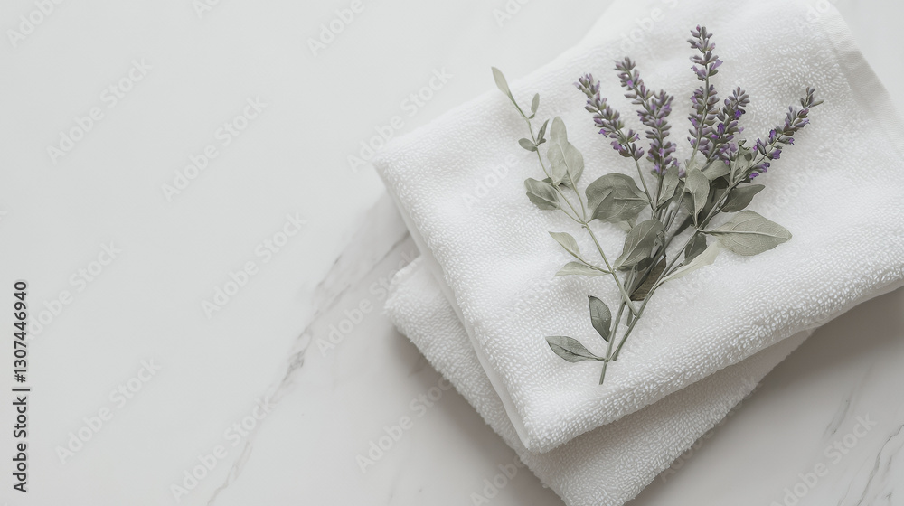white towel with white flower