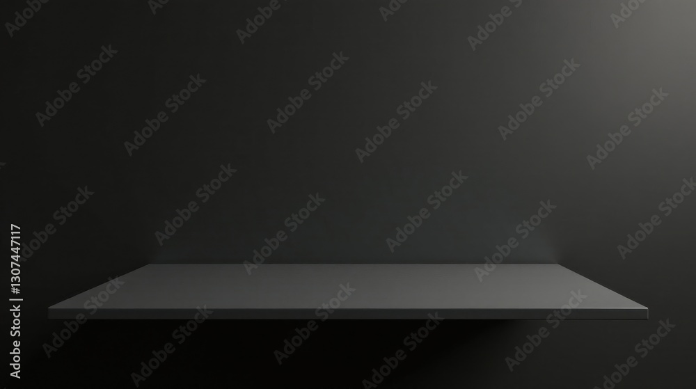 Empty Dark Shelf Against a Monochromatic Background, Ideal for Product Displays and Minimalist Designs Empty Dark Shelf Against a Monochromatic Background, Ideal for Product Displays and Minimalist Designs