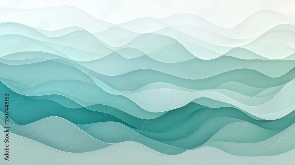 Fototapeta premium Layers of abstract blue and green waves create a design