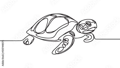 Continuous one single minimal line drawing turtle