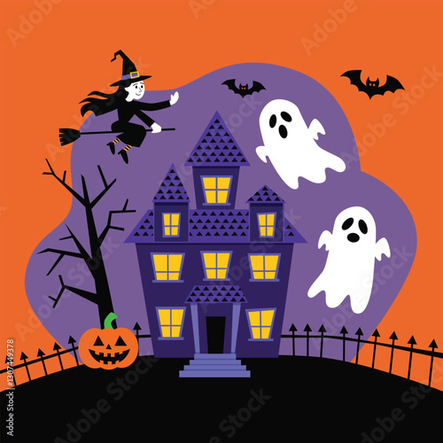 Spooky Haunted House Halloween Scene