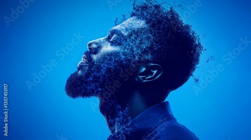 Dynamic Abstract Portrait with Blue Background