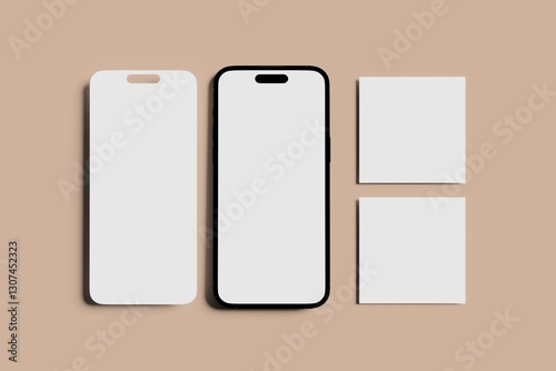 Smartphone with Blank Social Media Posts Template for Your Design