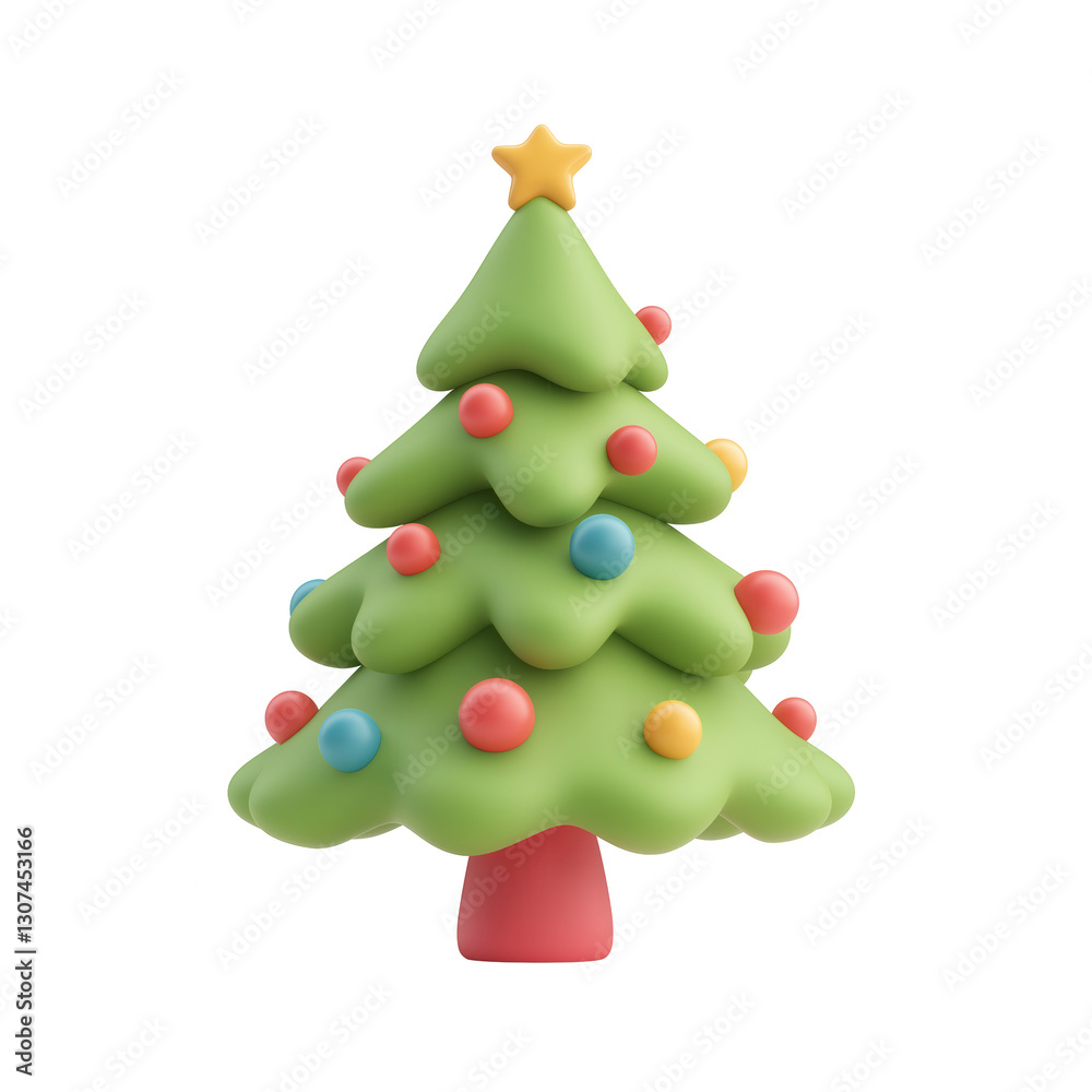Cute Cartoon Christmas Tree 3D Render Cute Cartoon Christmas Tree 3D Render
