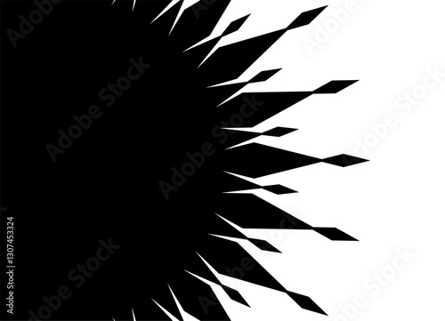 Black and white split background.  pattern of abstract rays. Abstract flower, sun. Design for modern graphics, prints, packaging and design. Business cards, flyer. Vector background
