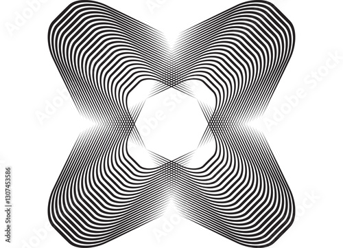 Vector letter X from black lines on a white background. Striped pattern in retro style. Design element for covers, prints, packaging and graphic projects. Vector background. logo