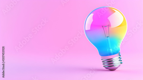 Colorful Lightbulb on Pink Background