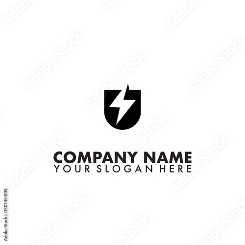 shield symbol with lightning bolt logo vector