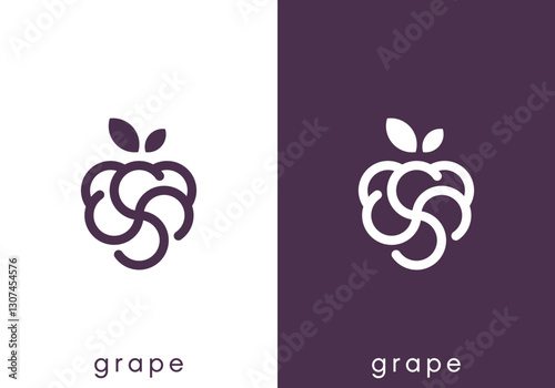 simple creative grape logo design vector	
