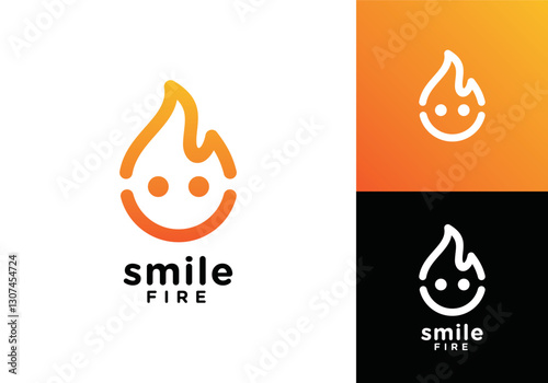 simple fire smile happy logo vector design graphic
