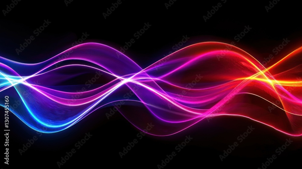Colorful Abstract Waves Of Glowing Light Across A Dark Background Colorful Abstract Waves Of Glowing Light Across A Dark Background