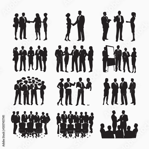 silhouettes of people working group of standing business people vector eps 10 People Silhouettes Business Leader