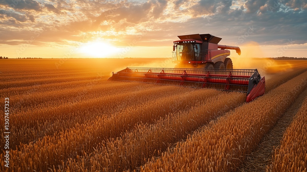 Fototapeta premium Harvest time with combine harvester