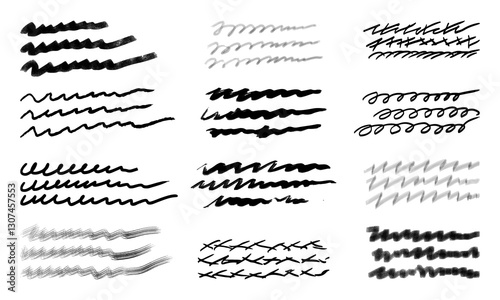 Various handwritten underlines, squiggly lines, doodles and more. Vector set