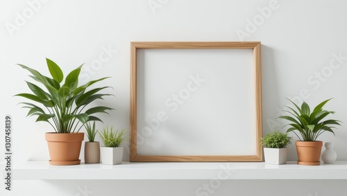 Empty Frame Decorated Plants Shelf
