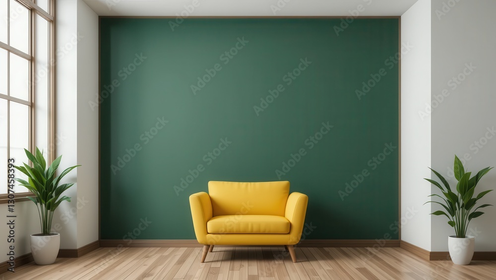 Modern Room with Yellow Armchair Modern Room with Yellow Armchair