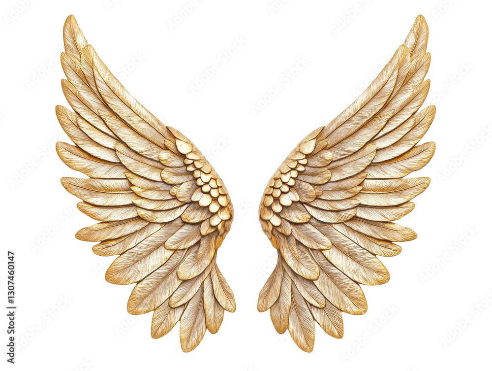 Fototapeta premium Isolated Elegant Gold Angel Wings