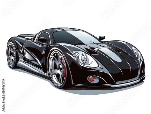 Isolated Sleek Black Sports Car