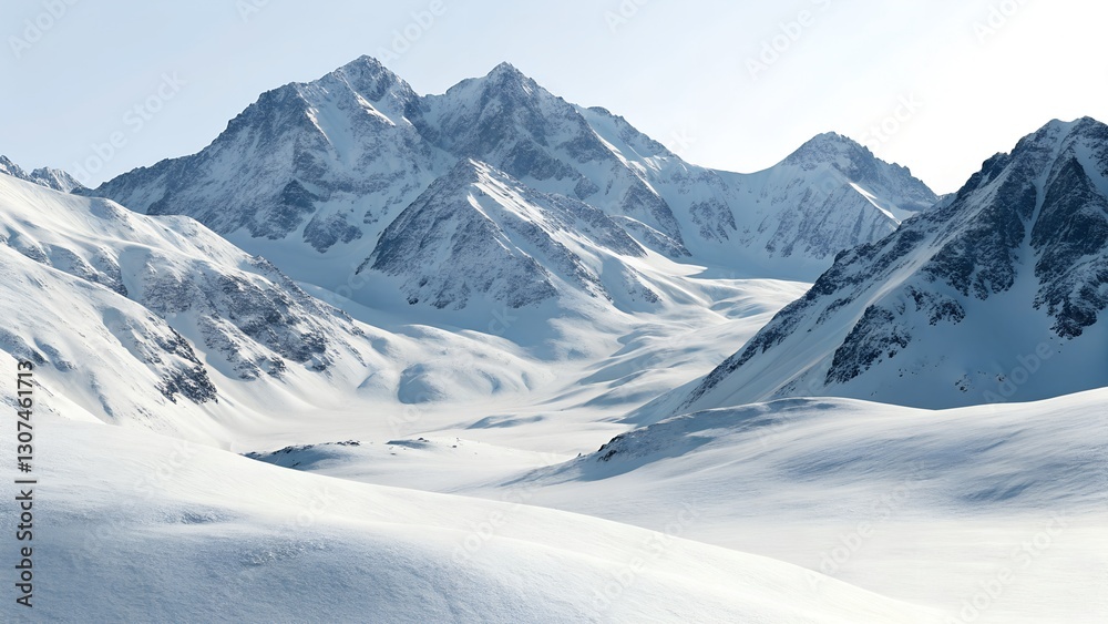 Obraz premium Snowy Mountain Landscape – Isolated Winter Peaks