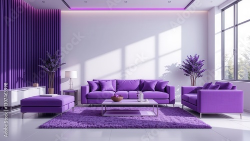 Modern Purple Living Room Interior (1) photo