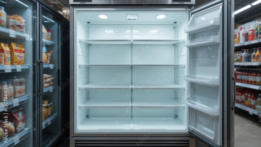 Empty Supermarket Refrigerator, Retail Display Empty Supermarket Refrigerator, Retail Display