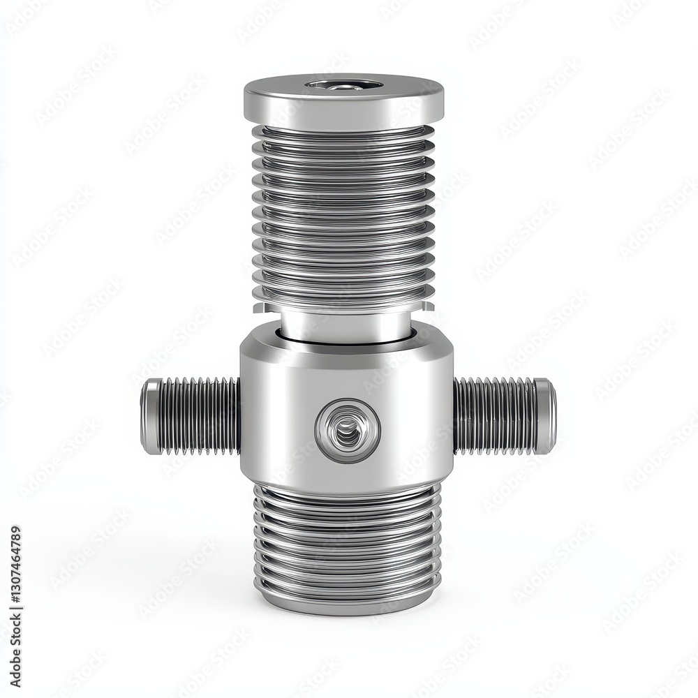 Metallic Cylindrical Component with Threaded Connectors Metallic Cylindrical Component with Threaded Connectors
