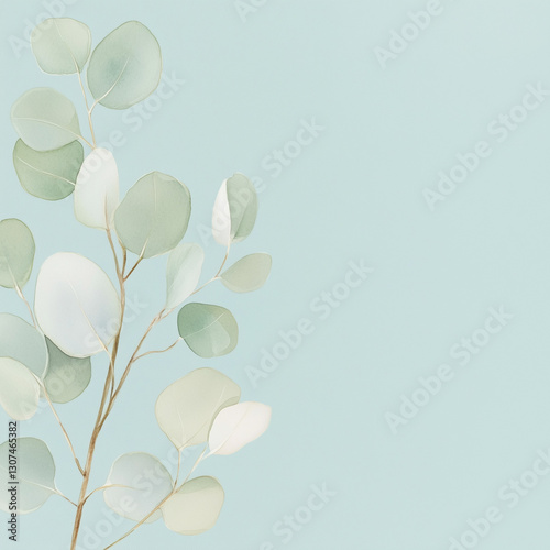 Bouquet of Leaves on a Pastel Background, Isolated Botanical Arrangement  
