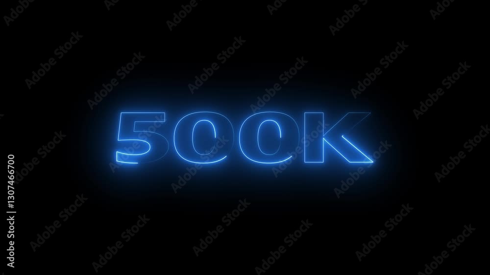 500 K Electric lighting text with animation on black background, 500K subscribers thank you text font with light. Luminous and shimmering haze inside the letters of the text 500K 4k video 500 K Electric lighting text with animation on black background, 500K subscribers thank you text font with light. Luminous and shimmering haze inside the letters of the text 500K 4k video