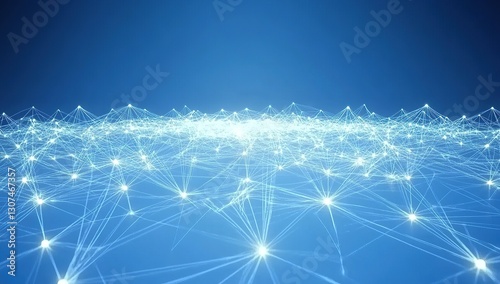 Abstract background with a blue low-poly mesh, a technology and digital network concept