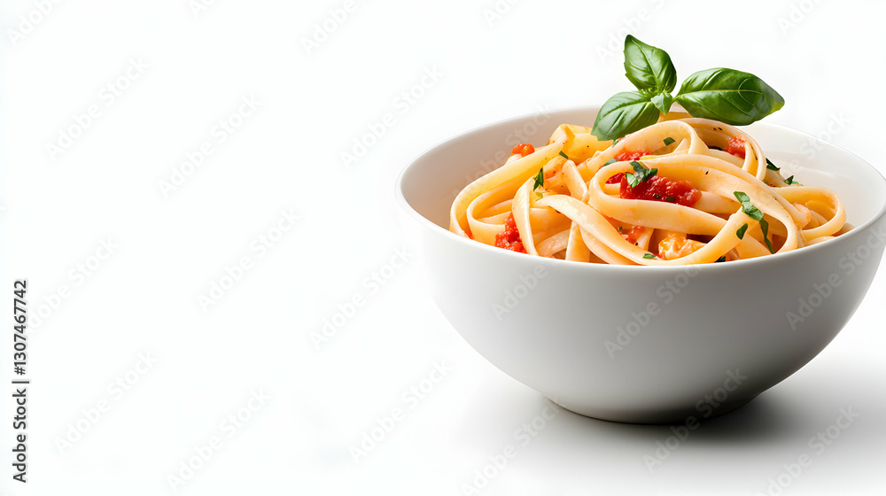 Creamy Tomato Fettuccine Pasta in White Bowl Creamy Tomato Fettuccine Pasta in White Bowl
