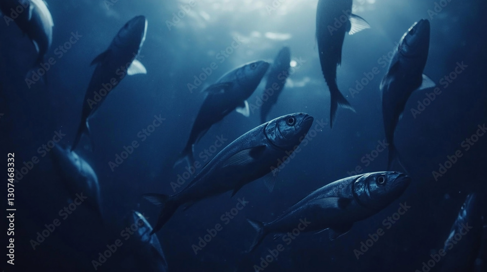 Fototapeta premium A school of mackerel fish.