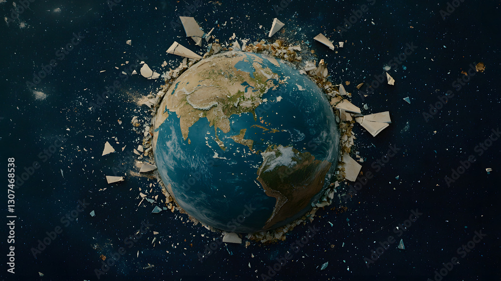 A Shattered Globe with Fragments Symbolizes Global Fragility
A Shattered Globe with Fragments Symbolizes Global Fragility
