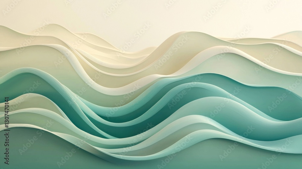 Fototapeta premium Abstract waves of layered fluid colors creating a soft landscape effect