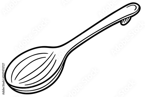 Abstract Wooden Spoon Outline Vector for Rustic Cooking Themes

