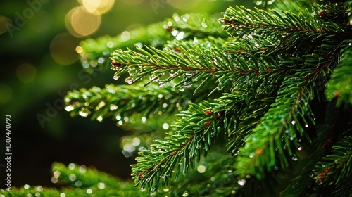 A Natural Backdrop of Green Fir Tree Branches