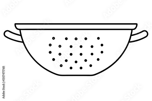 Detailed Colander Line Art Illustration for Kitchen and Cooking Designs

