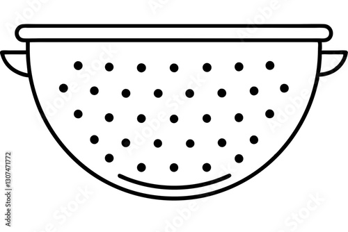 Detailed Colander Line Art Illustration for Kitchen and Cooking Designs

